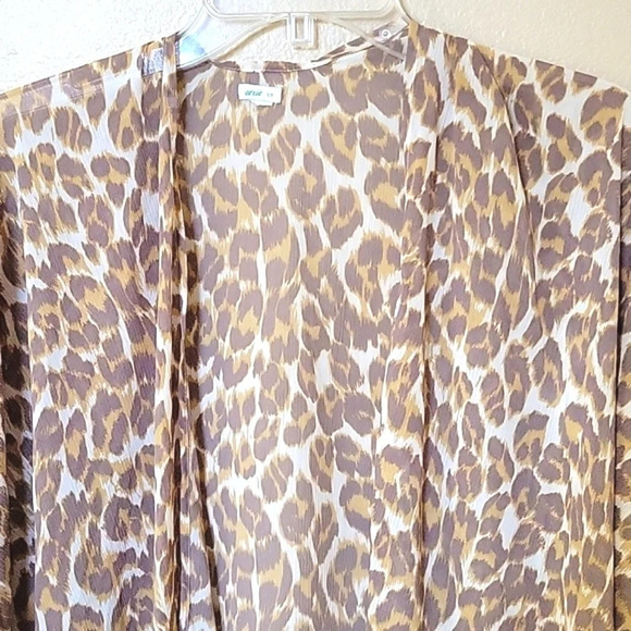 Aerie Brown Leopard Print Chiffon Cape Coverup Beach Vacation Summer - Picture 2 of 6